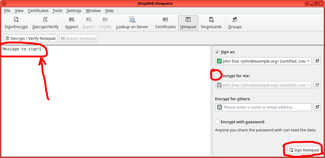GNU/Linux Sign Texts Graphical Method