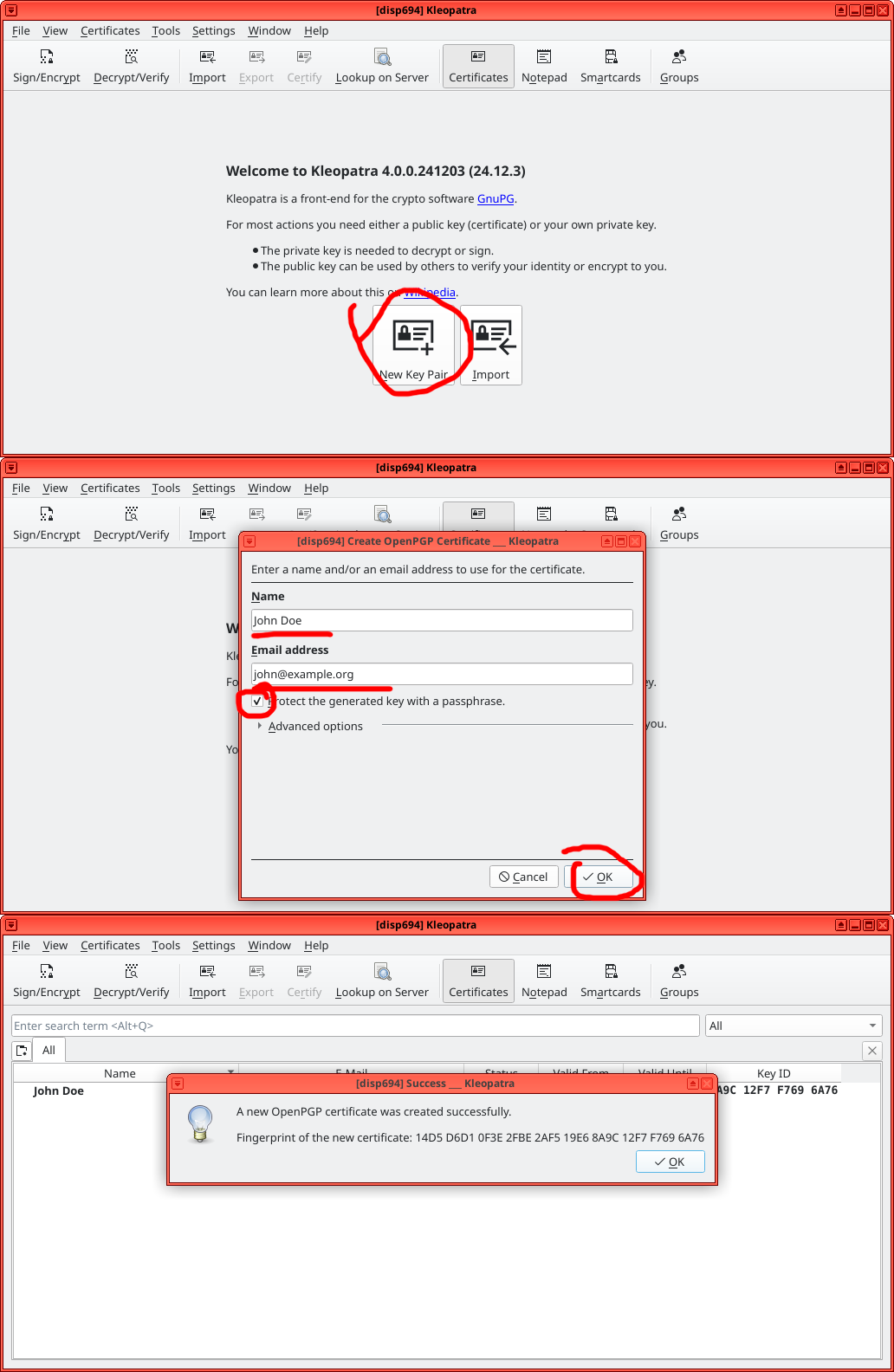 GNU/Linux Generate OpenPGP Keypair Graphical Method