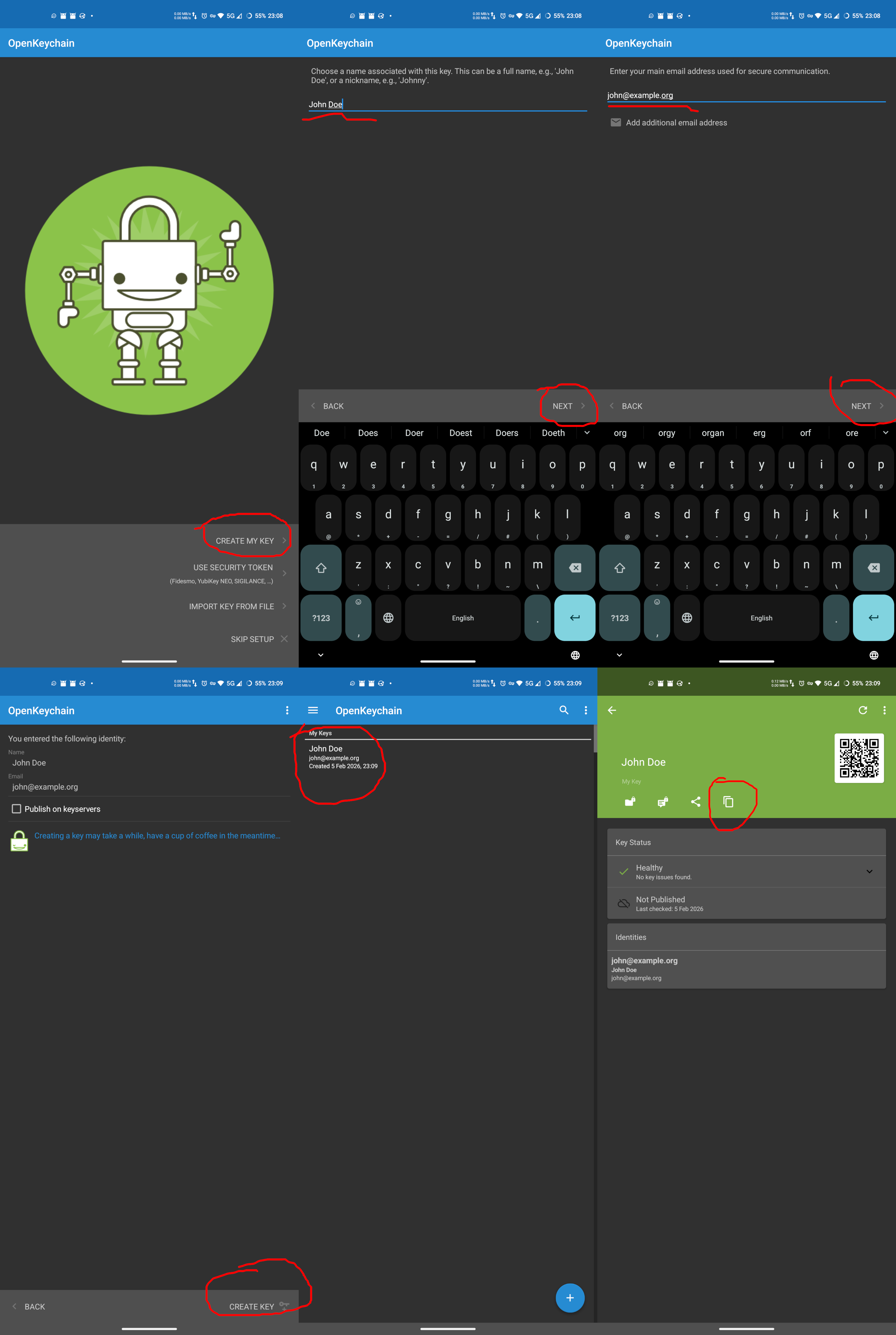 Android Generate OpenPGP Keypair Graphical Method