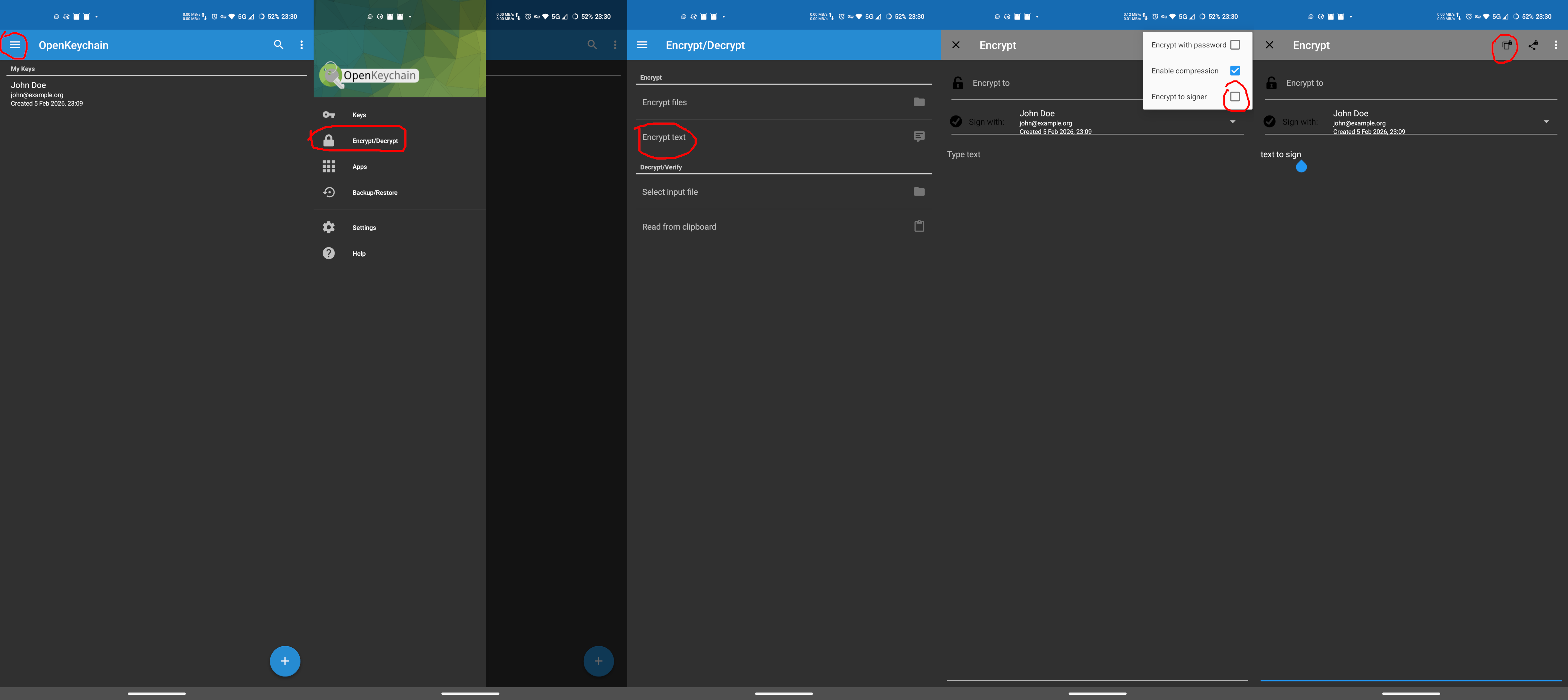 Android Sign Texts Graphical Method